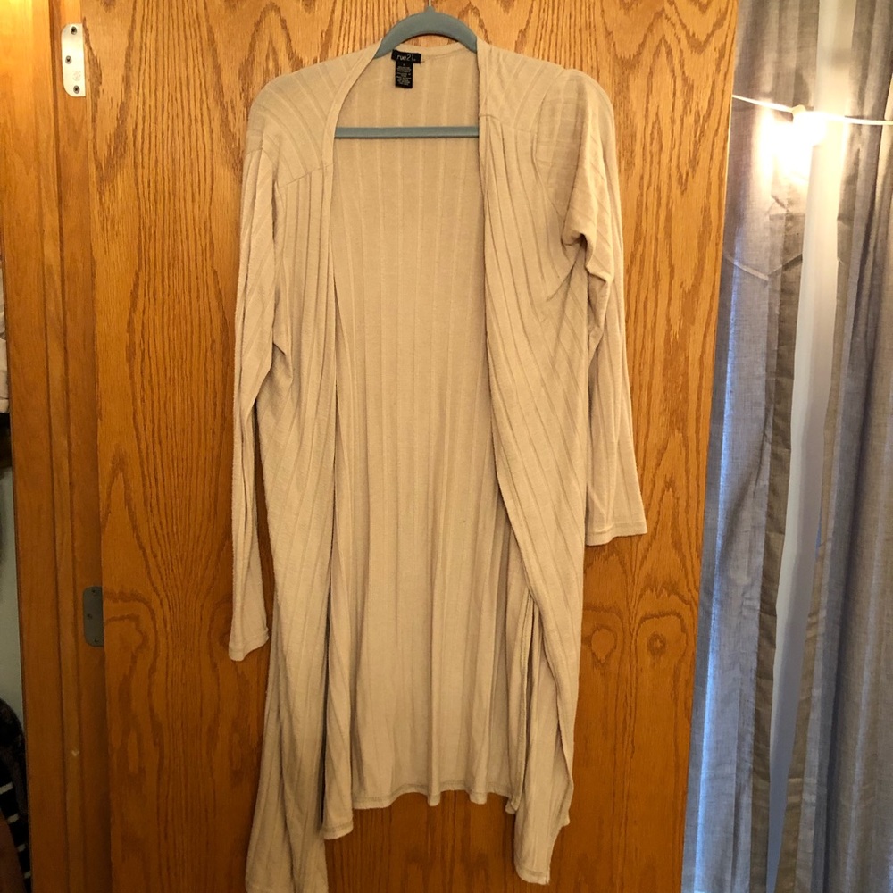 Long beige cardigan